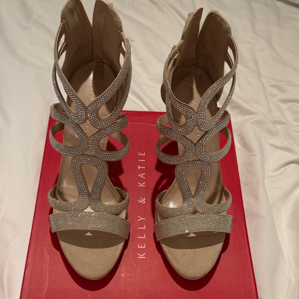Kelly & Katie Light Tan Strappy Heels